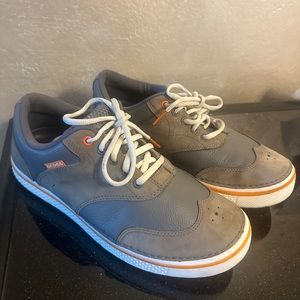 Crocs Mens Preston Gray Leather Spikeless Golf Shoes Sneakers size 9